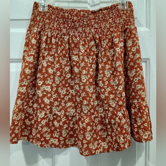 NATURAL LIFE A-Line Skirt - Rust and Cream Floral - Picture 4 of 5